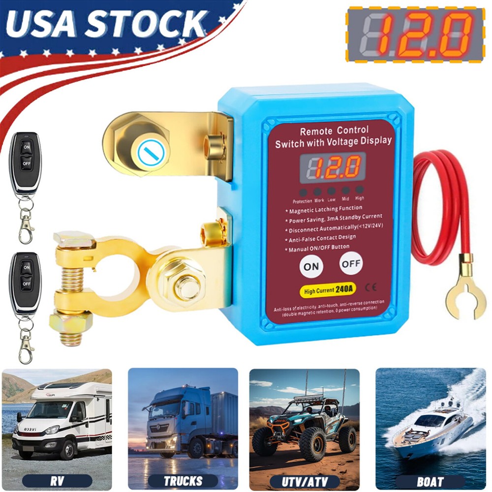 12V 240A Kill Switch For Car Remote Battery Disconnect Switch with Led Display