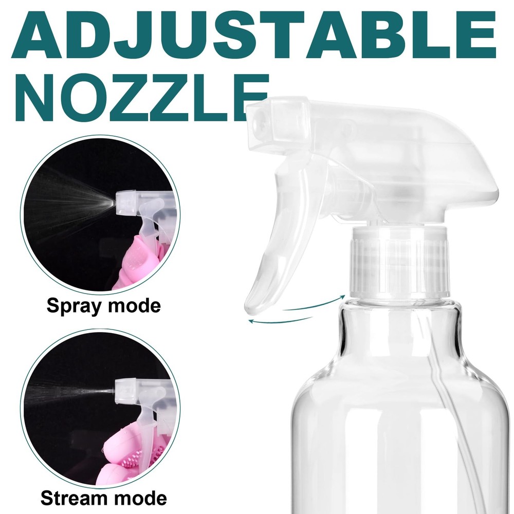 SANEMBER 16.9oz Spray Bottles 2Pack, Adjustable Nozzle, Refillable Multipurpose