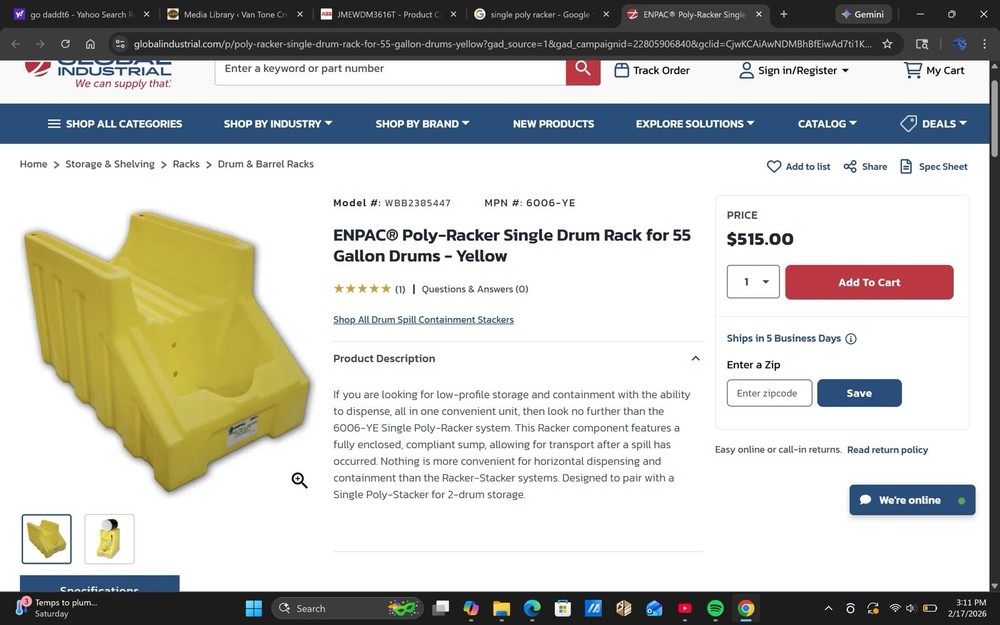 ENPAC Poly-Racker Single Drum Rack for 55 Gal Drum Drums