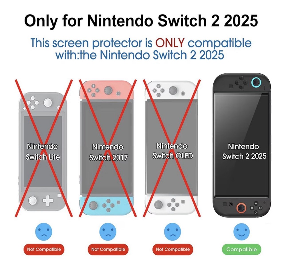 Tempered Glass Screen Protector Compatible Nintendo Switch 2 7.9inch 3pk