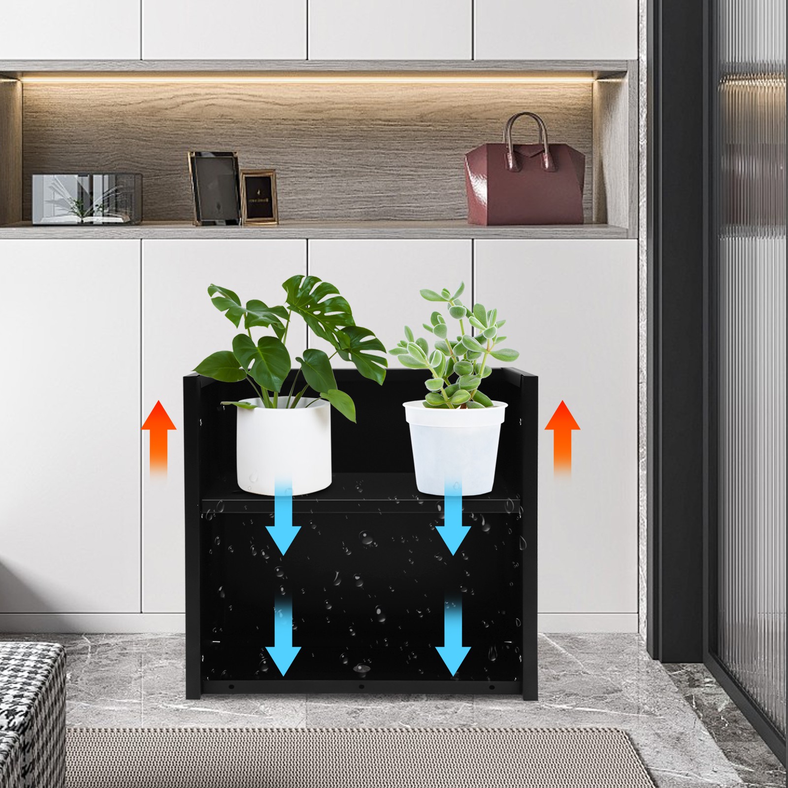 Tall Outdoor Planter Box, Rectangular Metal Planter Box 24*10*24in Garden Yard