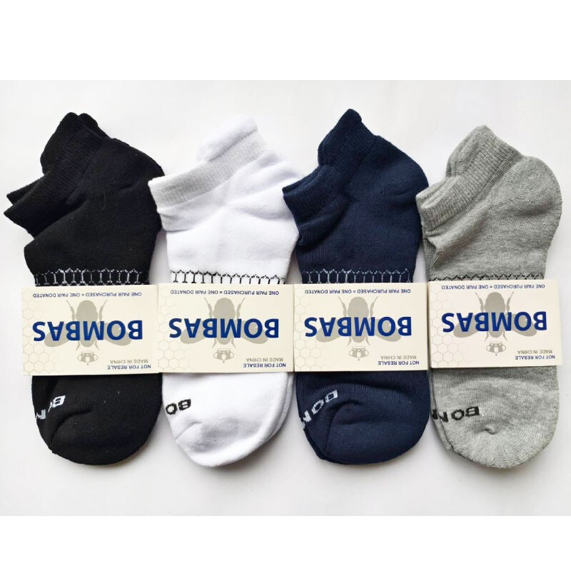 4 pairs BOMBAS Men's honeycomb Cushion Ankle Socks Size Large 4 Colors Mix