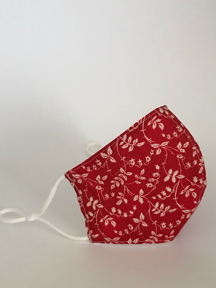 Face Mask 3 Layers - Red - Reusable & washable with filter pocket