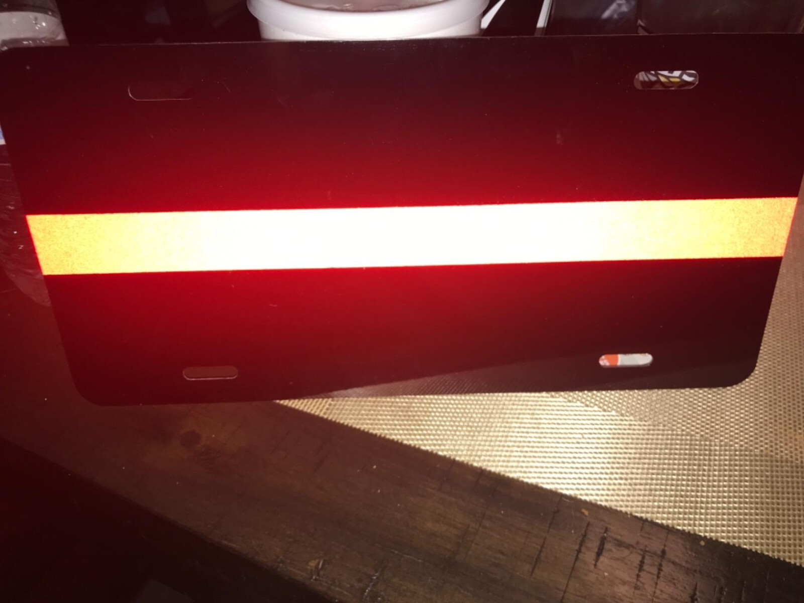 Reflective Thin Red Line License Plate Tag