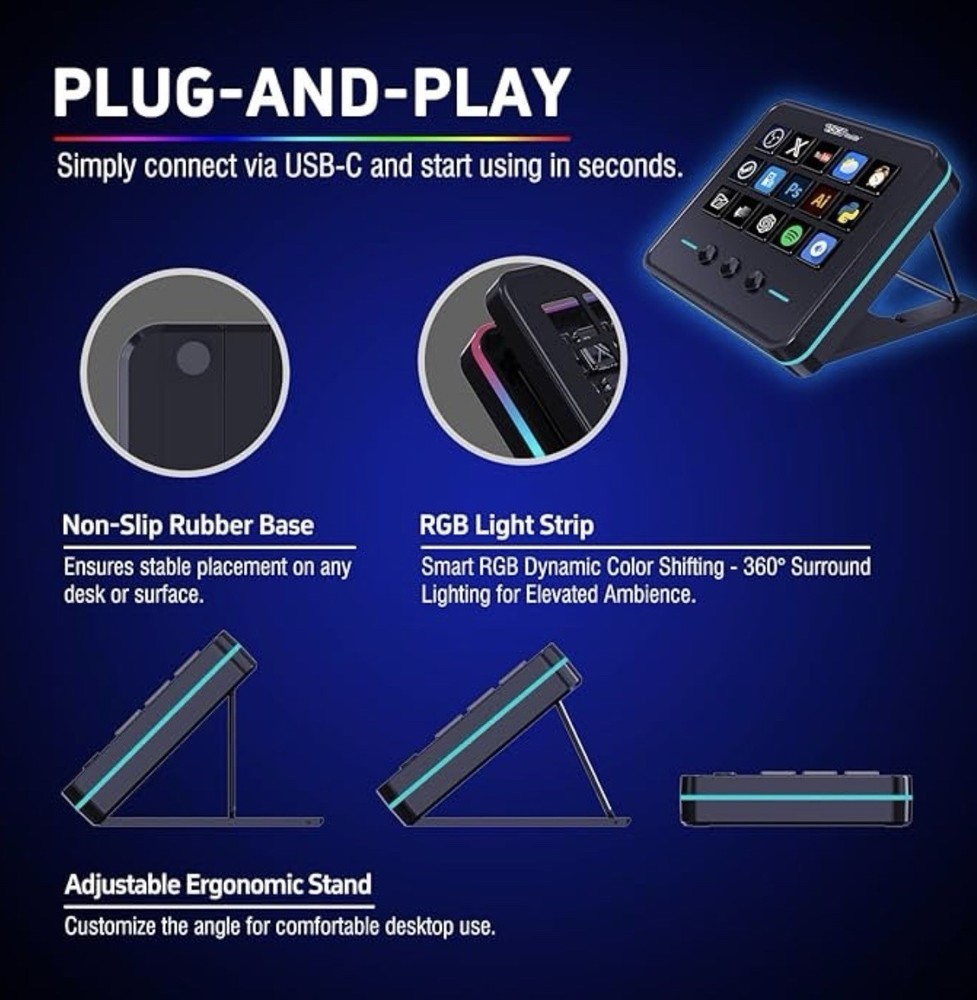 Stream dockStream Dock Streaming Console & Hub customizable LCD Macro keys Conte