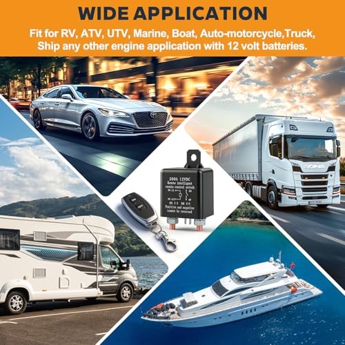 Remote Battery Disconnect Switch 12V, 200A Remote Control Battery Kill Switch,