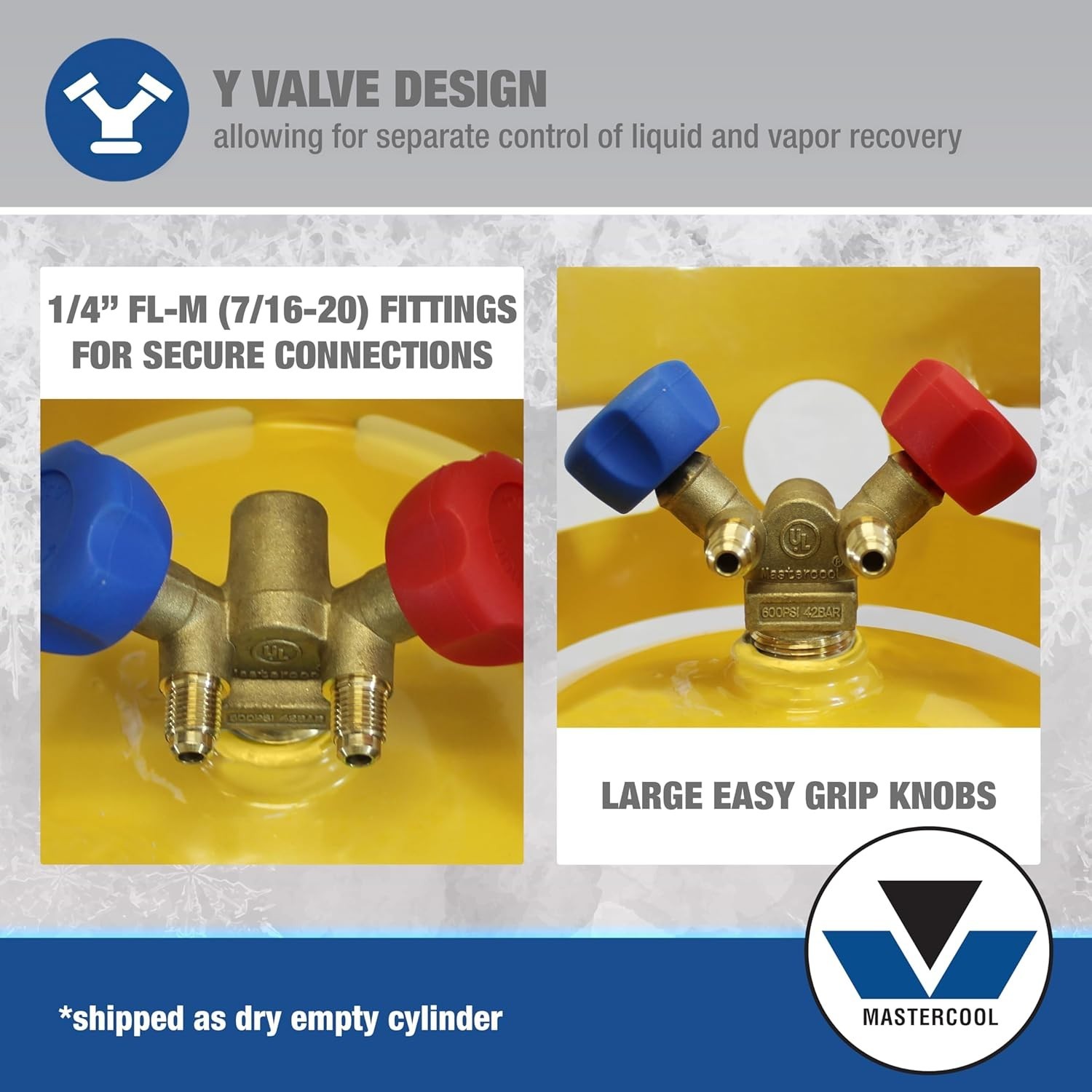 Mastercool 62010, 30lb Refrigerant Cylinder, DOT Safe, 1/4” FL,M Ports