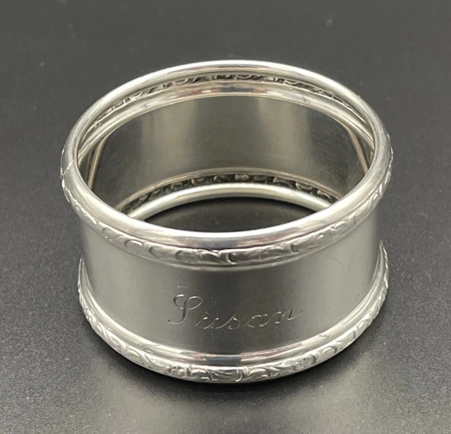 Sterling Silver Napkin Ring Engraved Name “Susan” Webster