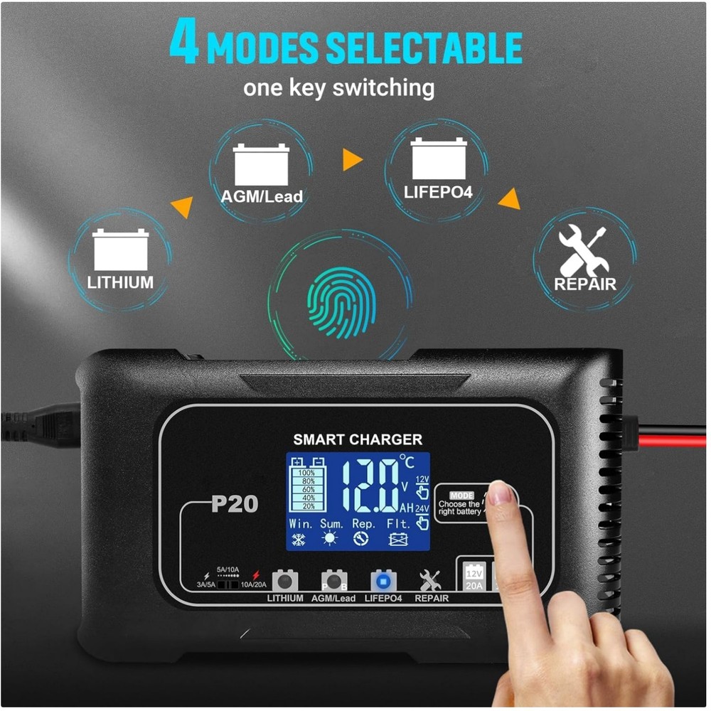 Multi-Functional Lithium Battery Charger - 9-Stage Charging