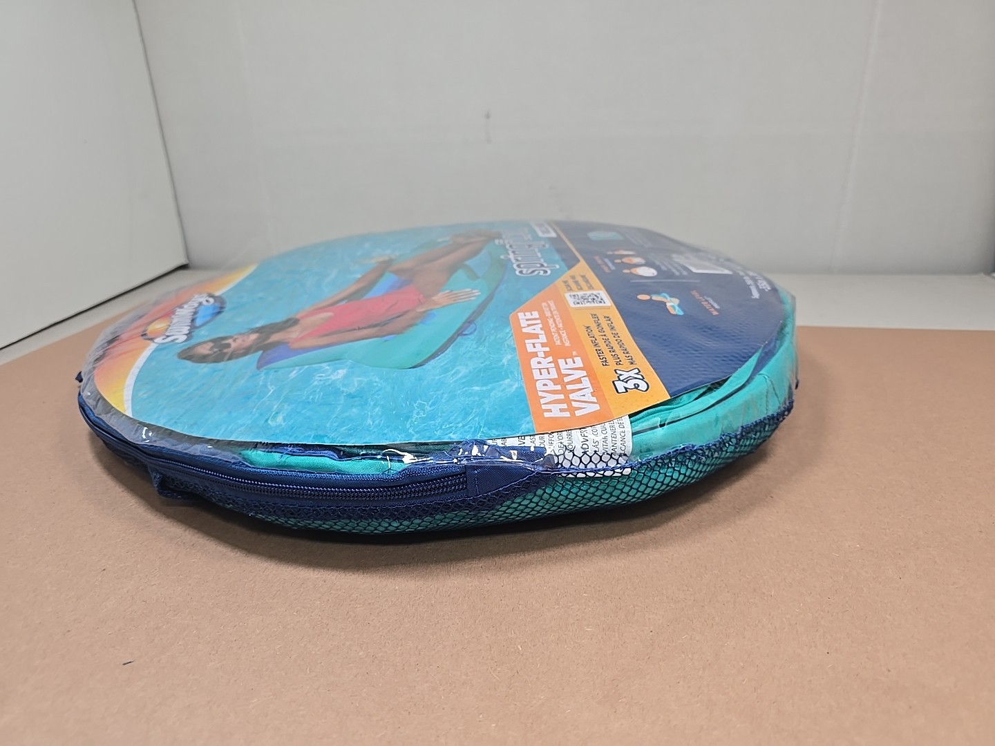 SwimWays Spring Float Recliner Pool Lounge Chair Hyper-Flate Valve Aqua 55”x38”