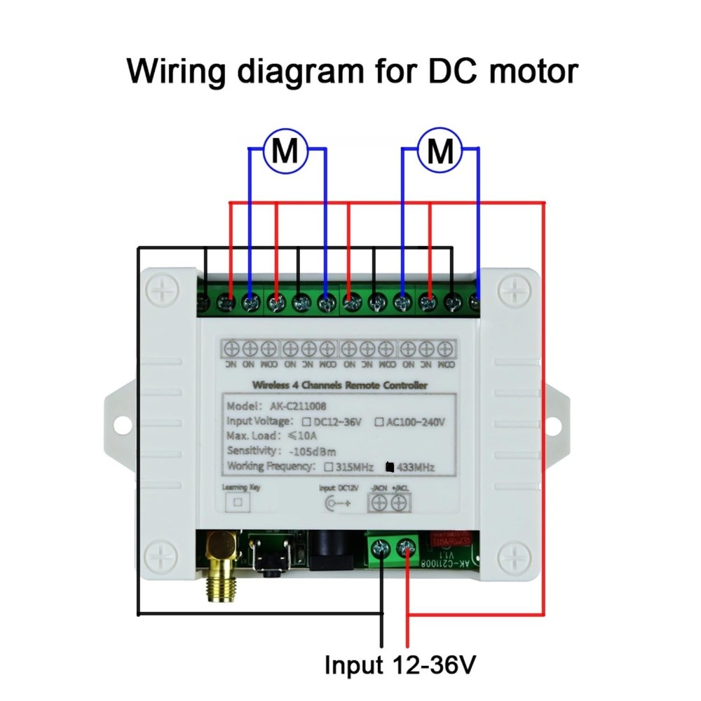 DC 12V 24V 36V 4CH Remote Control Switch 433Mhz 10A Wireless Remote Control S...