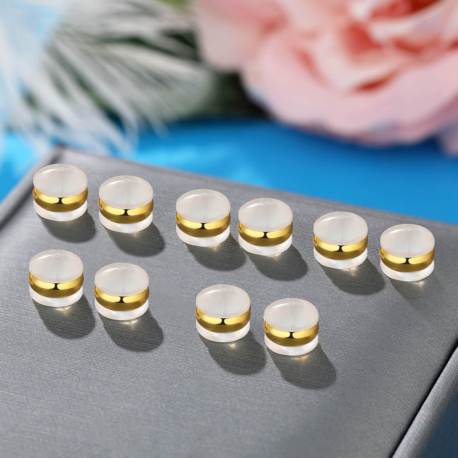Silicone Earring Backs, 18K Gold Plated, Secure Locking for Heavy Earrings, H...