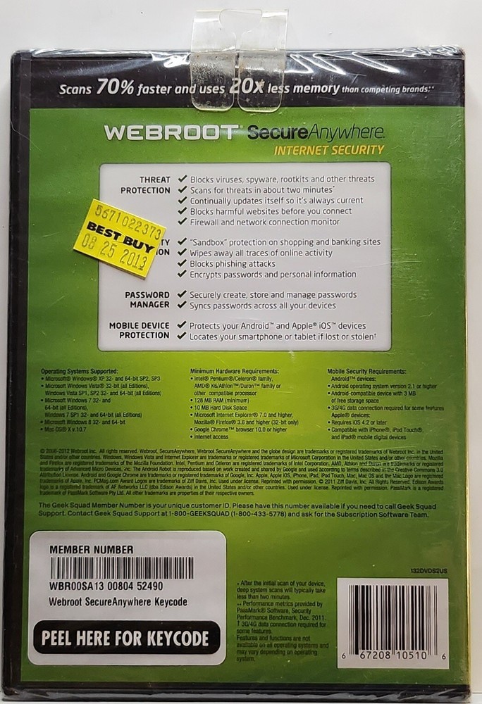 Webroot Software SecureAnywhere Internet Security Plus 2013 PC, Mac (3 Devices)