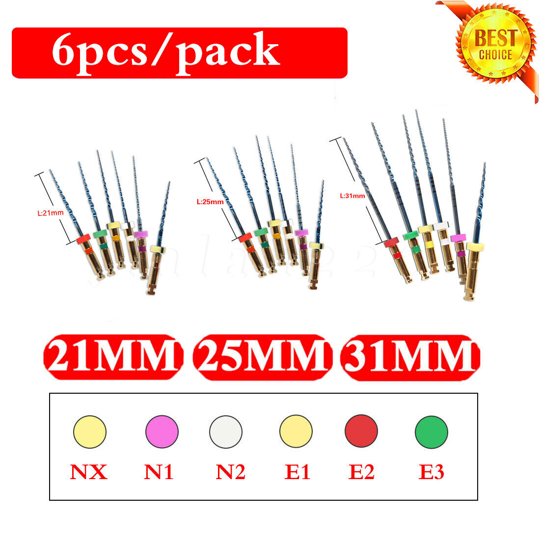 Uso del motor limas rotatorias NITI de endodoncia dorada dental 25/21/31mm SX-F3