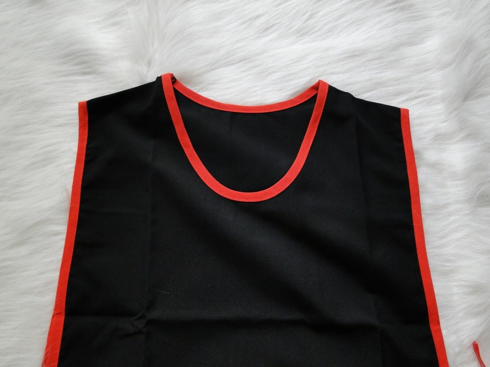 Black Popover Apron with Red Border