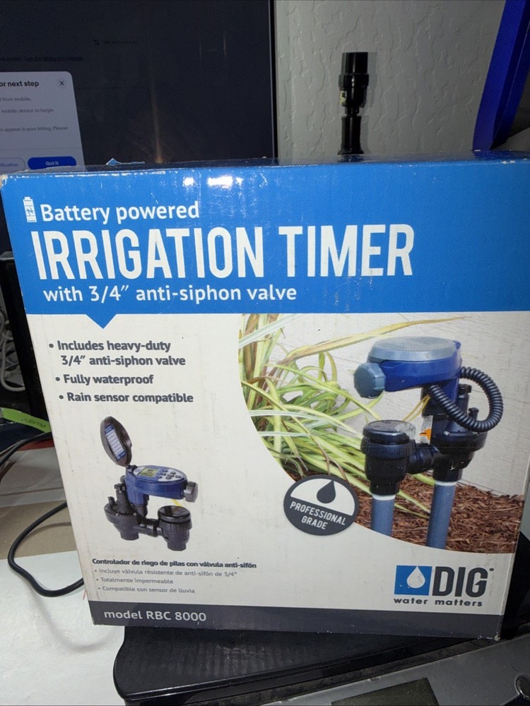 DIG RBC8000 Battery Powered Digital Controller with 3/4" Anti-Siphon Valve