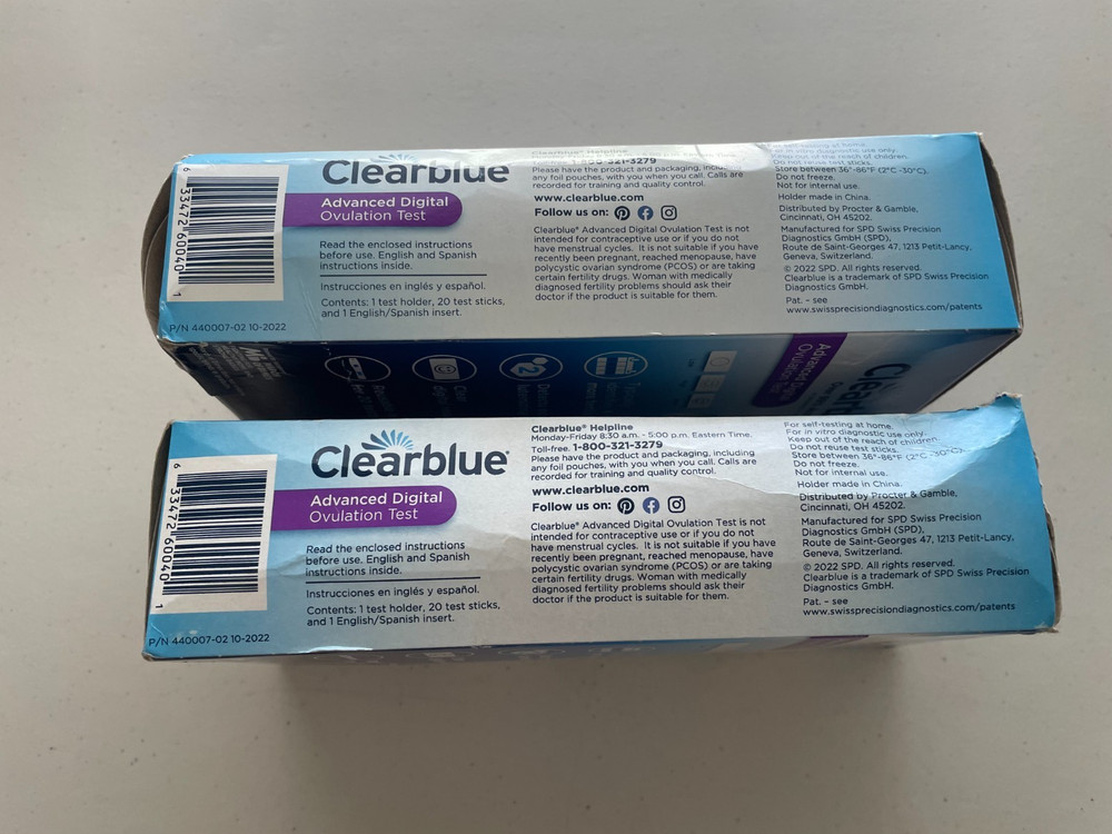 2 Boxes Clearblue Advanced Digital Ovulation Test 20 Tests Per Box 1/26/2027