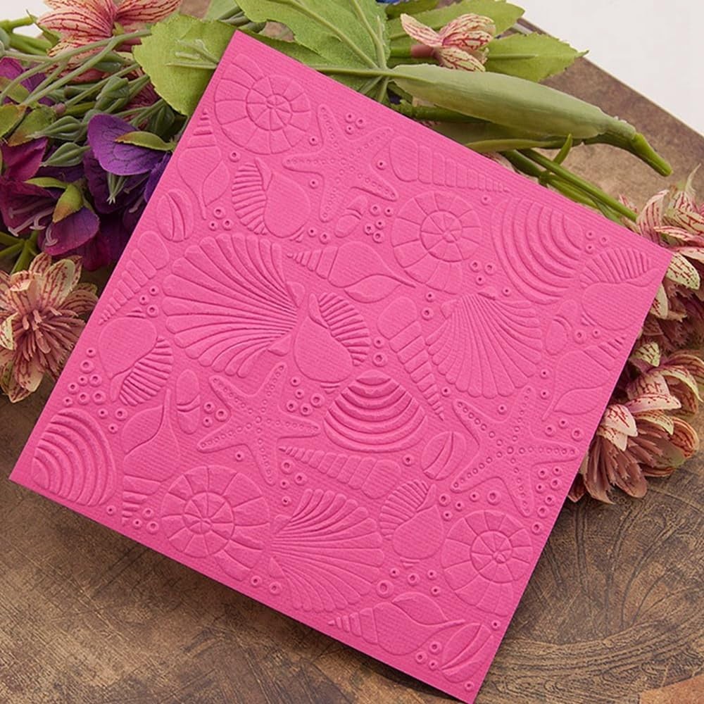 3D Plastic Embossing Folder Sea Star Shell Texture for DIY Scrapbooking