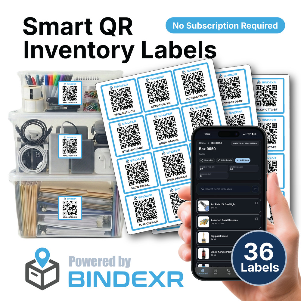 Large QR Code Labels 2.5" for Inventory & Storage | No Monthly Fee App Included