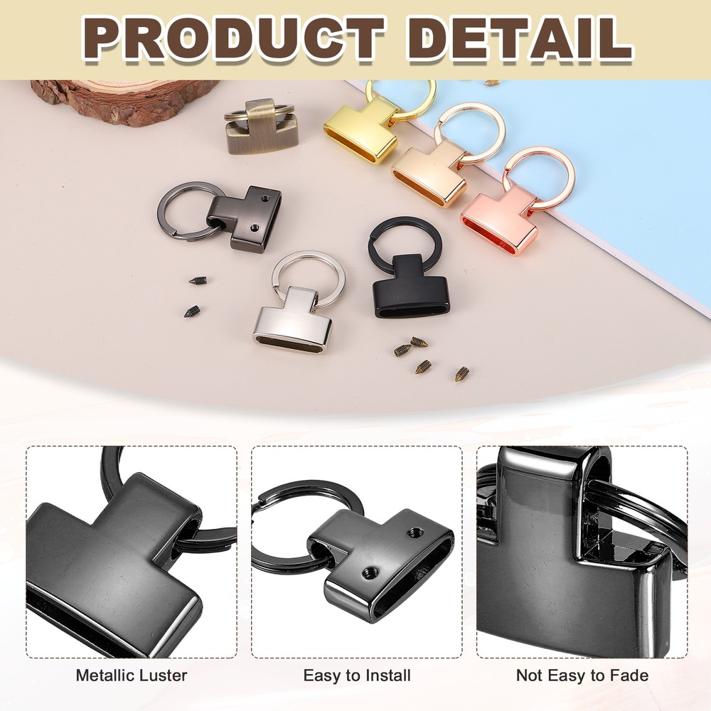 5 Sets Key Fob Hardware with Split Ring Holder for Car Keychain, Light Black