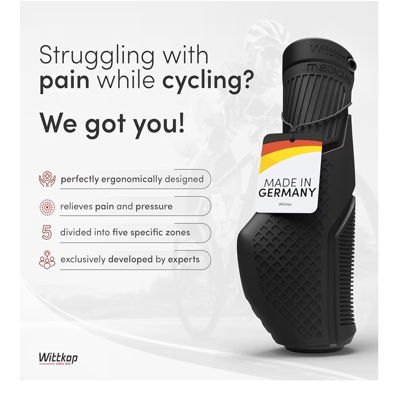 Wittkop Bike Grips With Innovative 3-Zone Design Made in Germany - Ergonomic ...