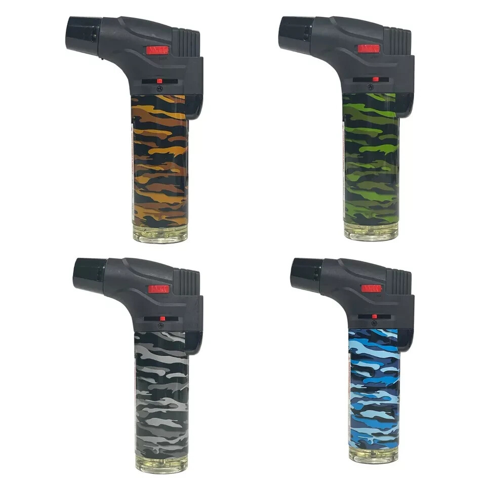 3 Pack Jumbo 4" Single Jet Flame Torch Gun Lighter Refillable Lockable Windproof