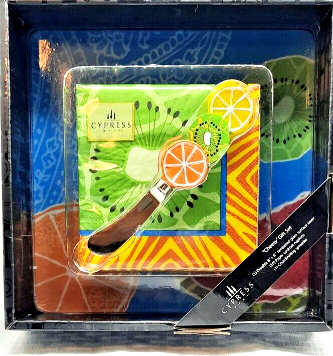 Appetizer Serving Tray  from Cypress Home -Citrus Spreader -Matching Napkins NEW
