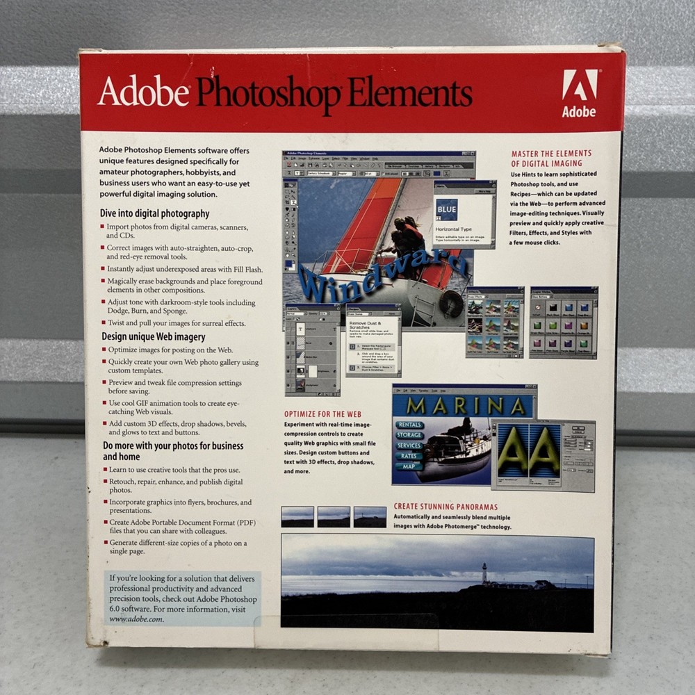 Original Adobe Photoshop Elements For Win & Mac User Guide And CD*NEW*