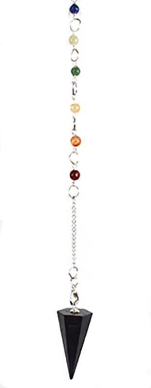 6-Sided Shungite Chakra Pendulum with Chakra Beads Divination Healing Tool