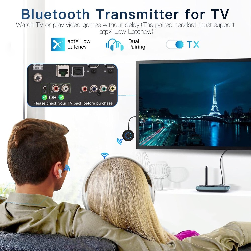 Bluetooth 5.3 Transmitter Receiver, 2-in-1 Wireless Transmitter Receiver for ...