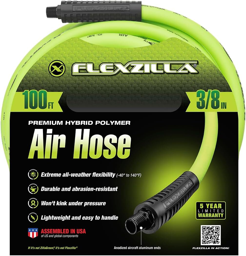 Flexzilla Pro Air Hose, 3/8 in. x 100ft., Heavy Duty, Lightweight - ZillaGreen