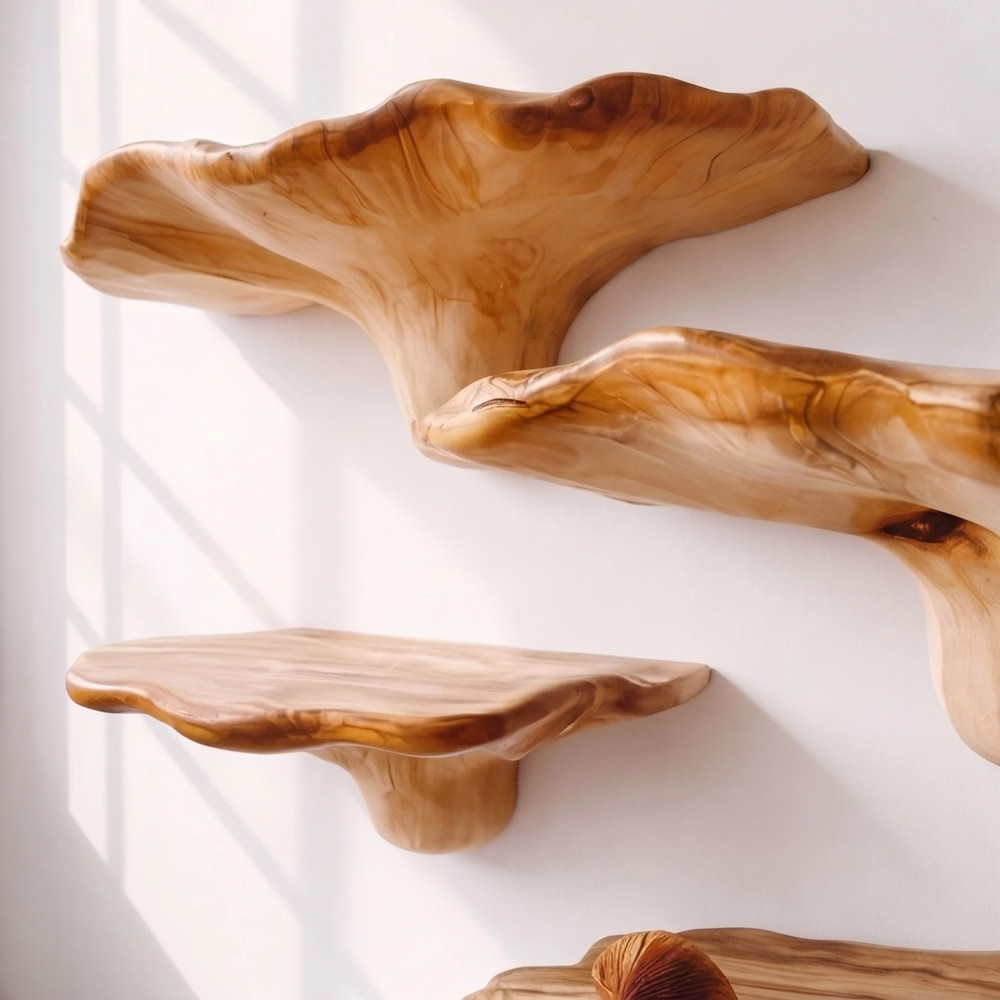 Rustic Live Edge Wall Shelf - Handcrafted Solid Wood Floating Timber