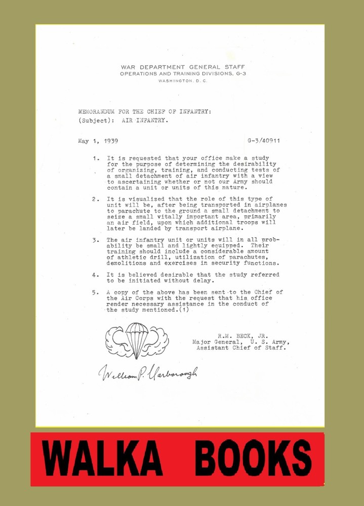 1939 Document for Developing Paratroop Forces- signed by Gen. WILLIAM YARBOROUGH