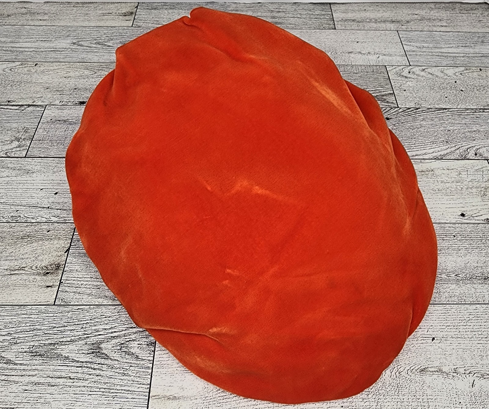 Vintage Clover Lane Art Deco Velvet Velour Beret Hat Fascinator Bright Orange