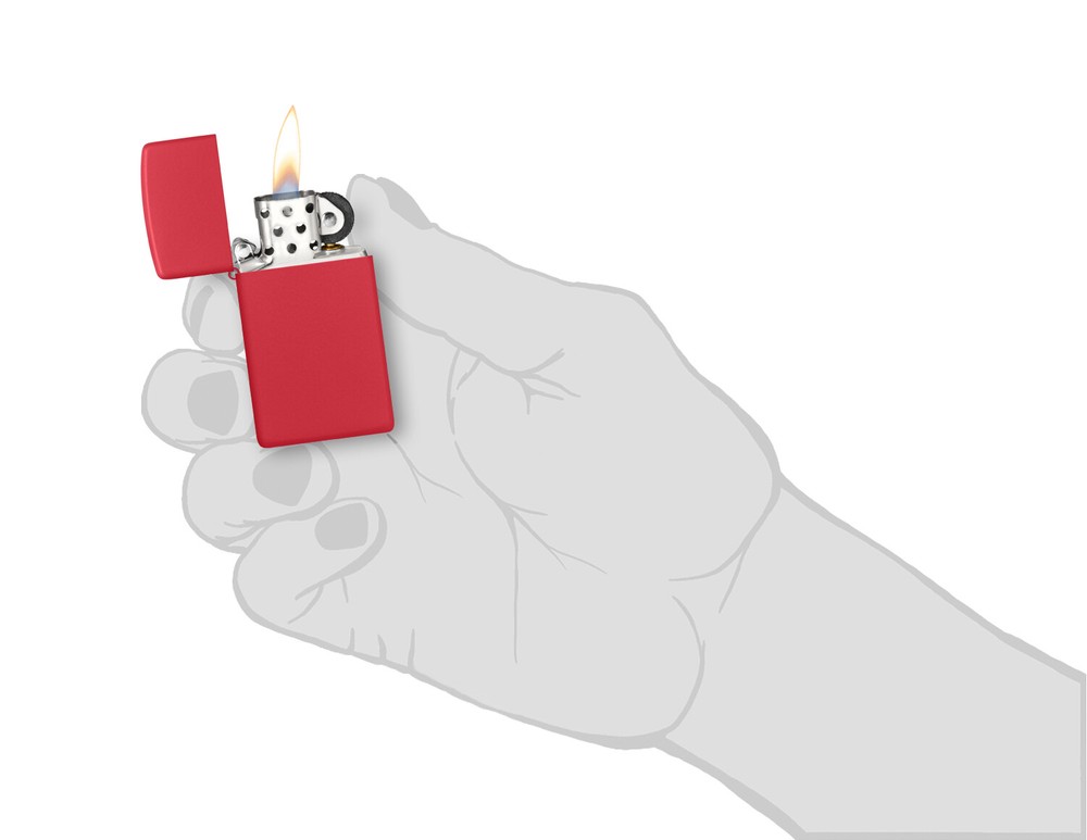 Zippo Slim Red Matte Windproof Pocket Lighter, 1633