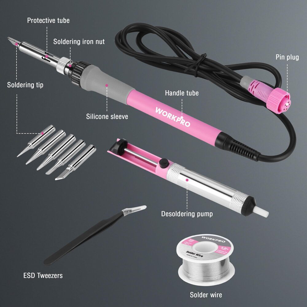 WORKPRO 60W Soldering Iron Kit Digital Display Soldering Station for Repair USA