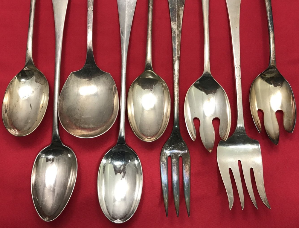 9 Pc Long Handle Lot 13" Stuffing Spoons Serving Forks Silverplate Mix