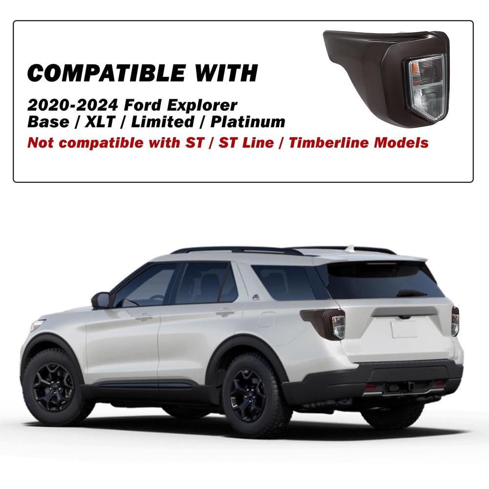 LED Tail Light Assembly for 2020-2024 Explorer Left Right Side Dark Red Smoke