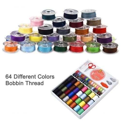 100pcs Sewing Thread Tools Kit - 64 Rolls Machine Thread Spools, 30pcs Needle...
