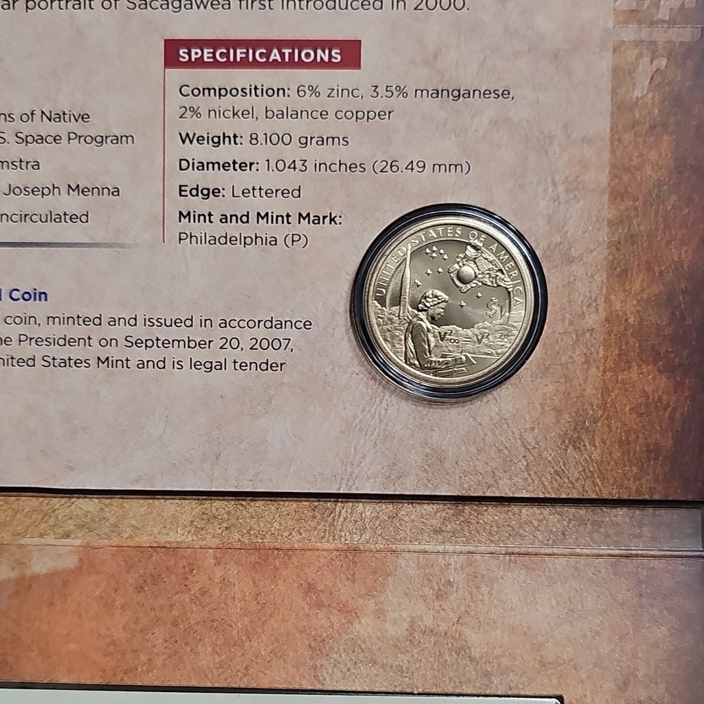 Native American $1 Coin 2019 Philadelphia Enhanced Uncirculated Space Program