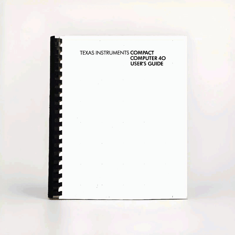 Texas Instruments Vintage Compact Computer 40 Manual CC40
