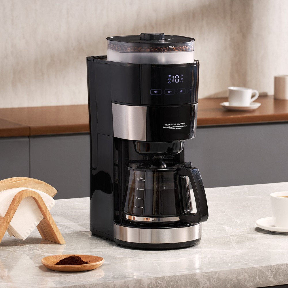 Grind & Brew Coffee Maker 10 Cup Drip Coffee Machine w/ 3 Brew Strength Control