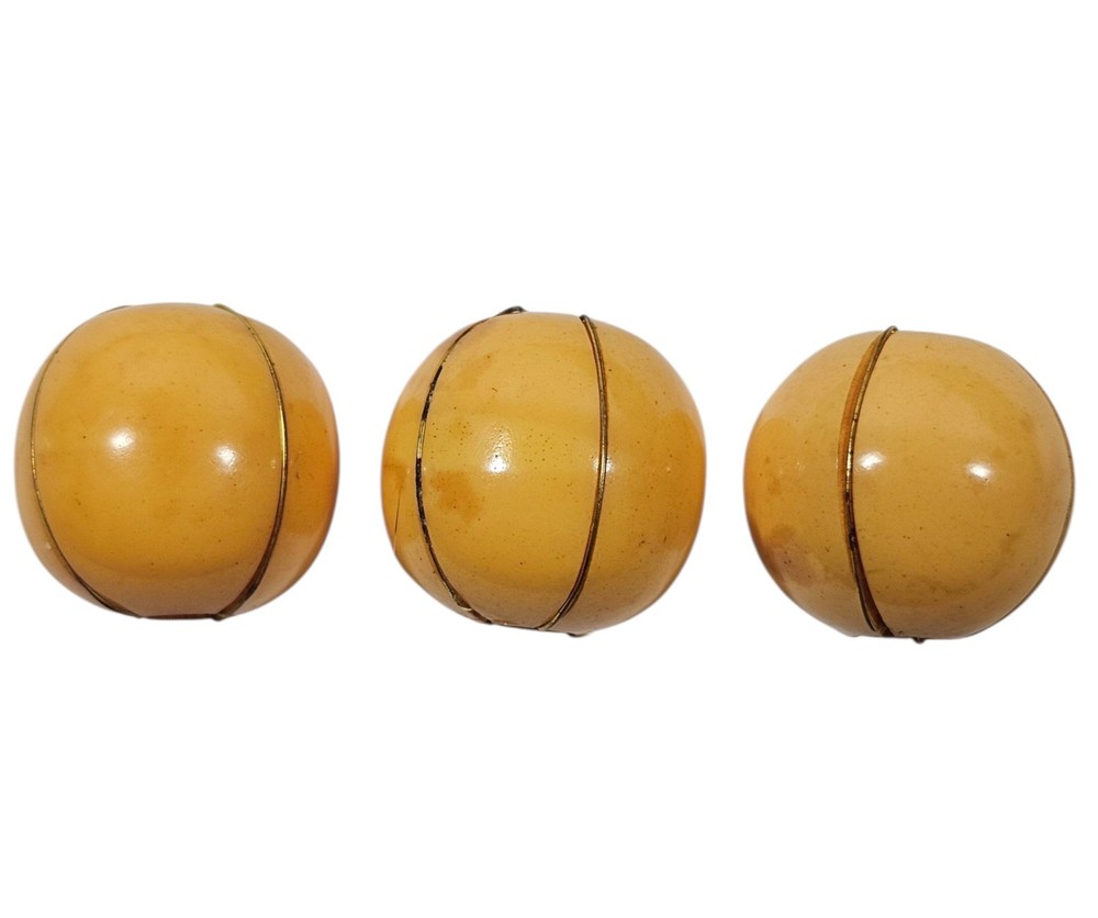 VTG 3 Bakelite Wire Wrapped Tan Large Beads ¾”