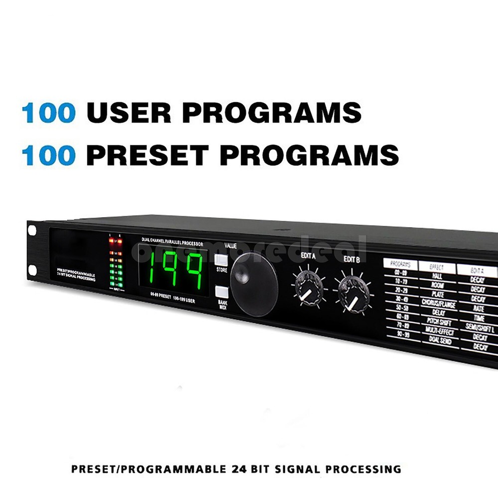 GAX-4II 24Bit Professional Digital Reverb DSP Processor Equalizer+200 Programs