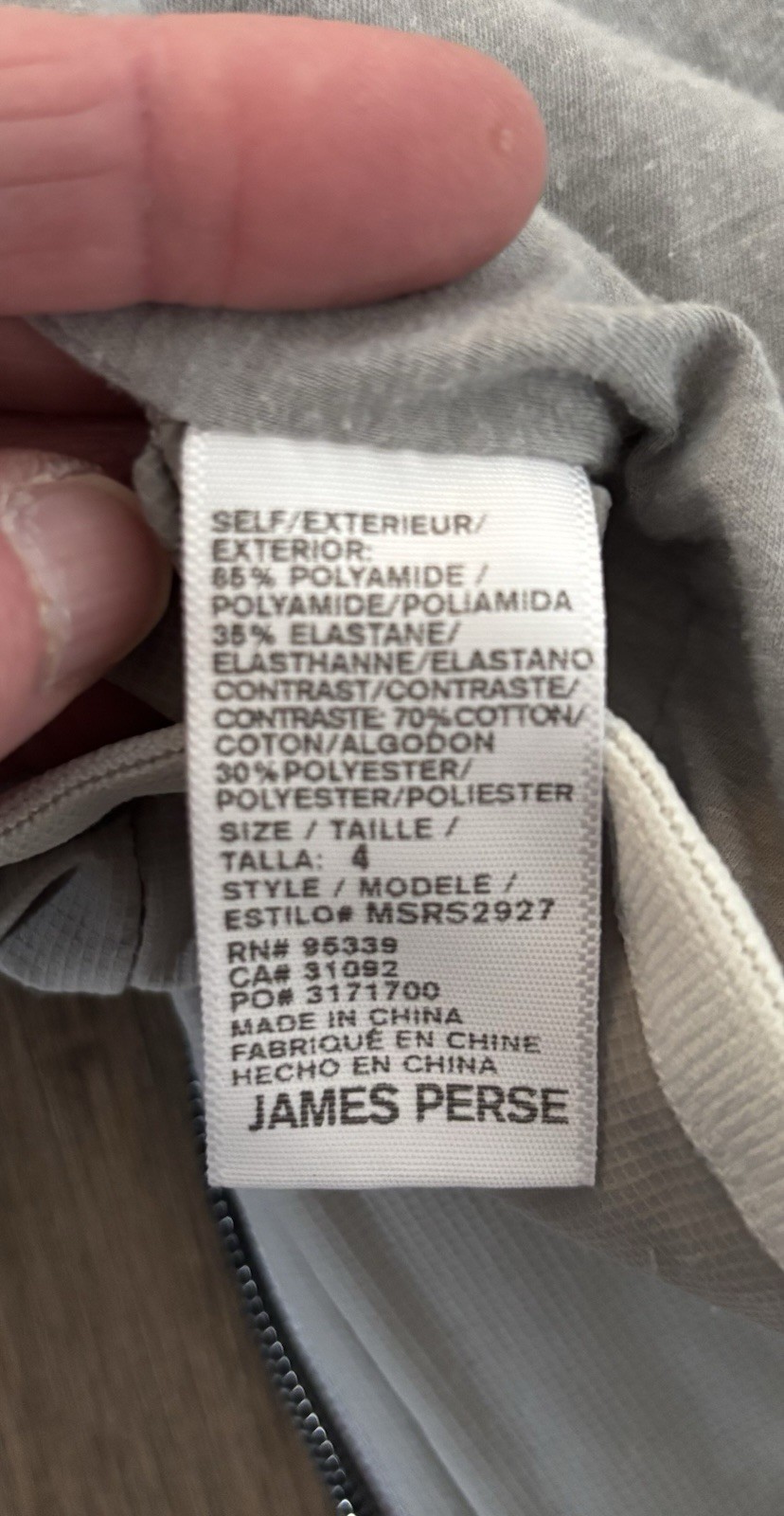 James Perse Y/OSEMITE Jacket Men’s Size 4 (XL) Gray Full Zip Lightweight Stretch