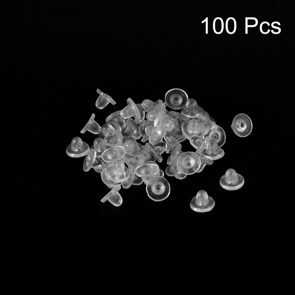 Earring Backs, 100pcs - Silicone Soft Earring Backs for Studs (Clear,8mm)
