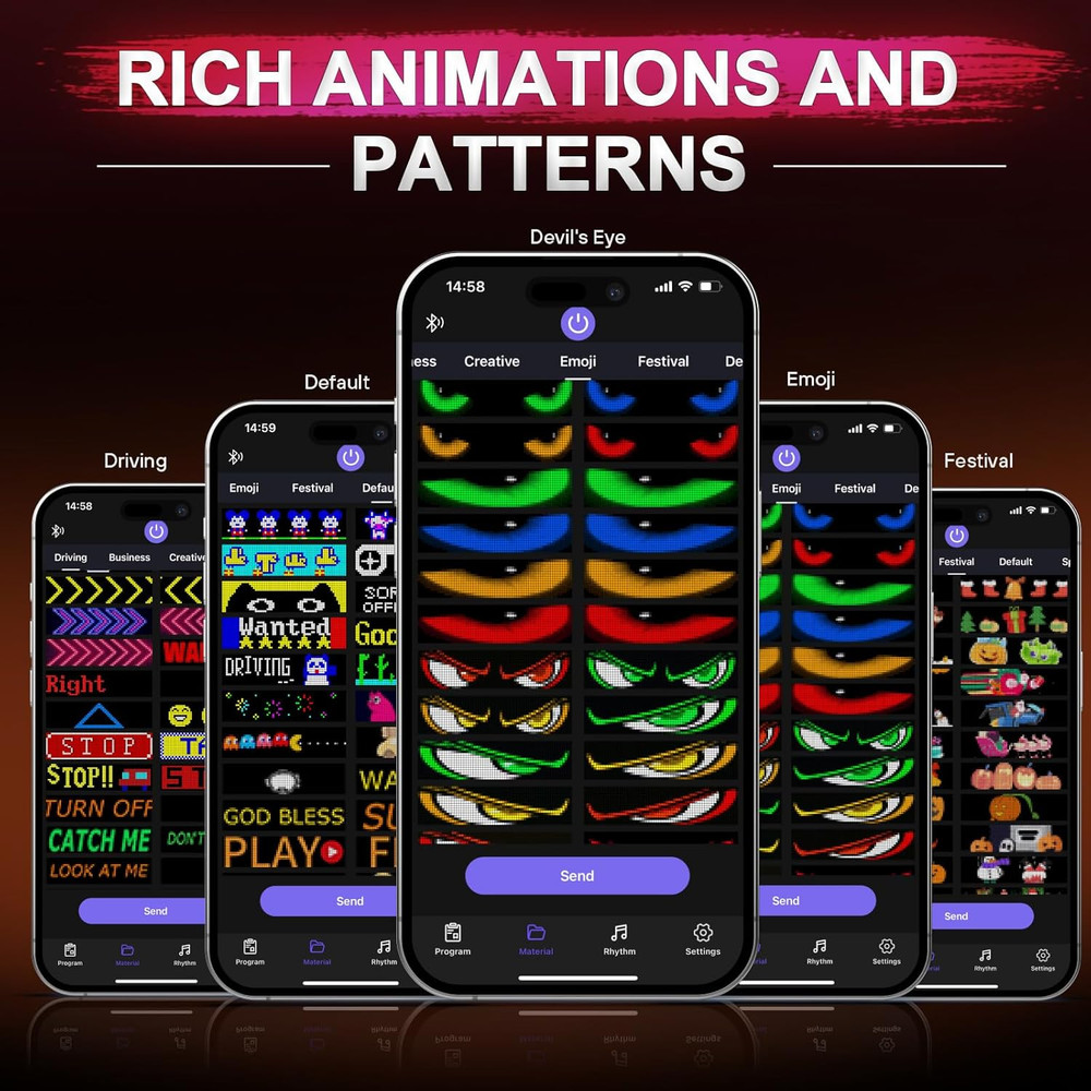 Rayhome Upgrade Synchronize Multiple Devil Eyes Light, 15''x4'' Full Color Big E