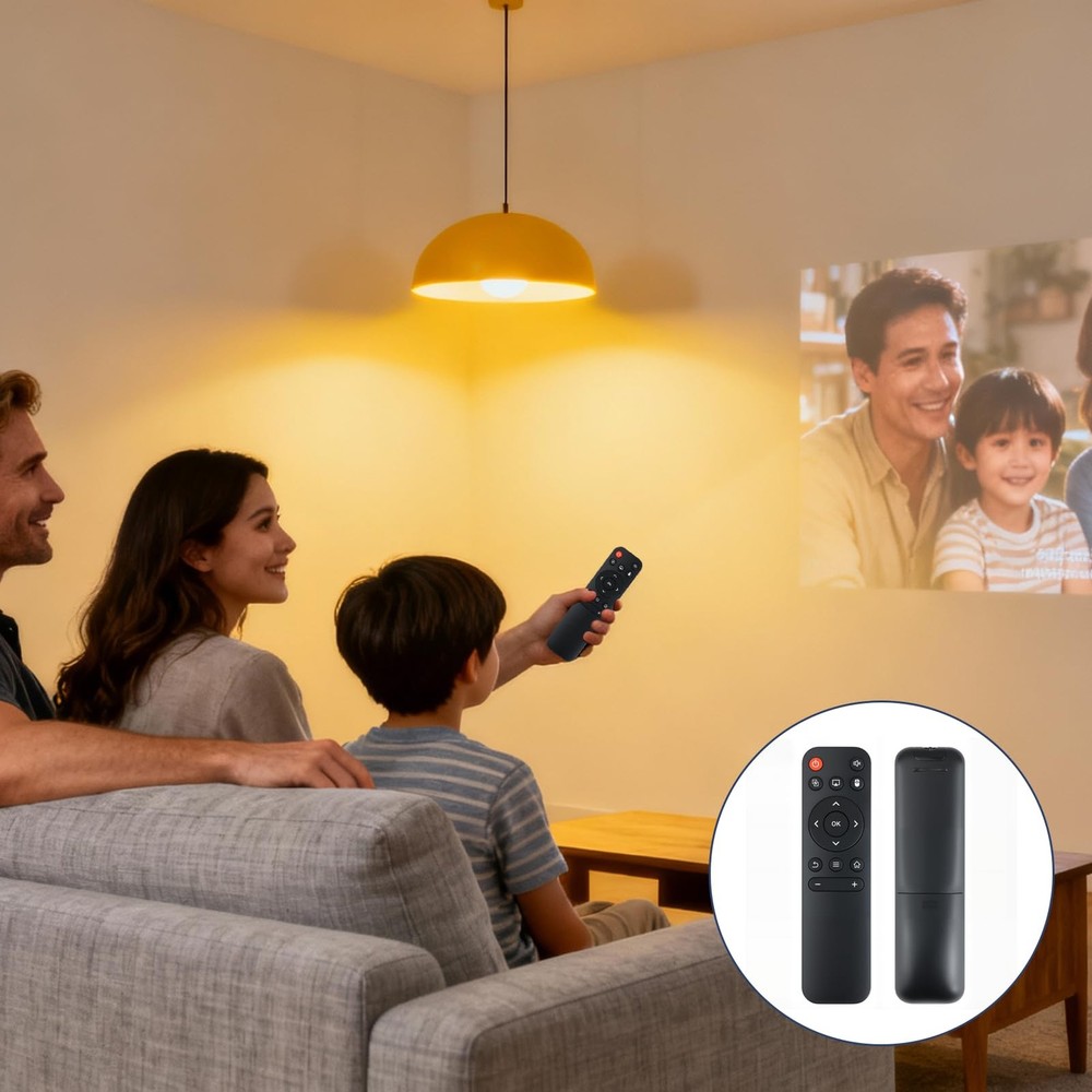 Replacement Remote for Mini Projectors, Compatible with FEARWIKY, Black