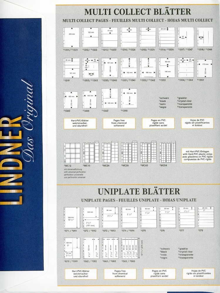 LINDNER UNIPLATE SYSTEM PAGES 076 BLACK 6 ROWS SEALED PACK OF 5 PAGES