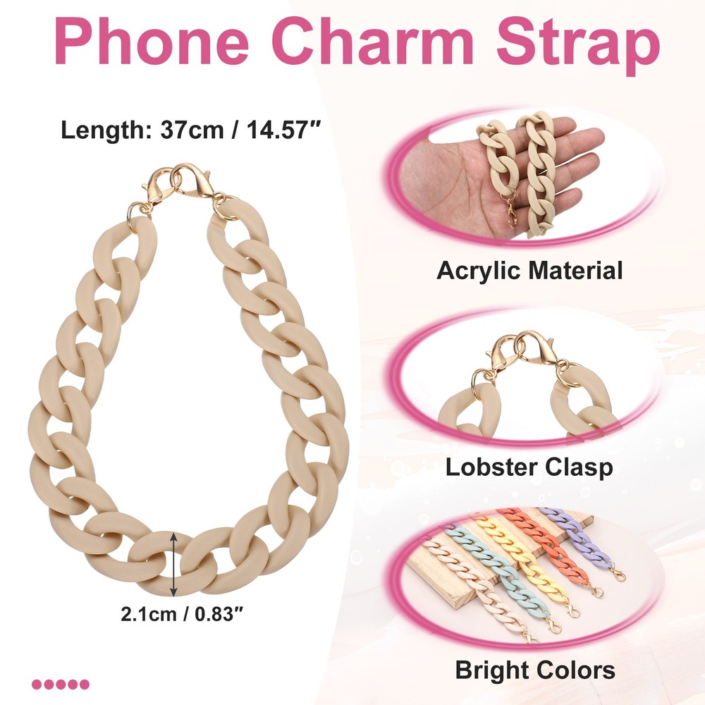 Phone Wrist Strap, 15" Acrylic Cellphone Chain with Tether Tab, Beige
